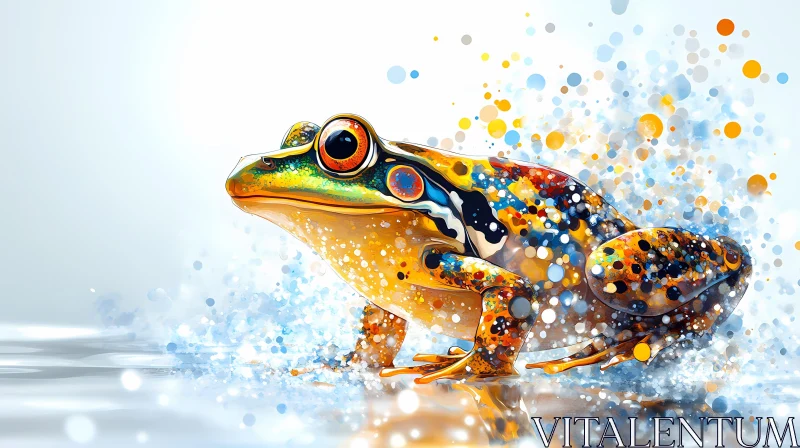 Vibrant Frog Art with Splashes AI Image