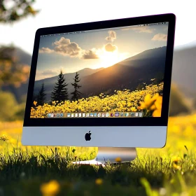 Technology Blending with Sunrise in Nature