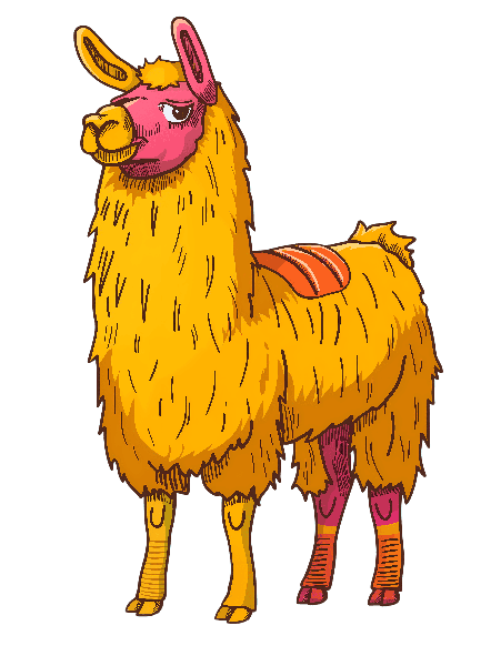 Colorful Cartoon Llama T-Shirt Design POD Design