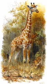 Giraffe Amidst Nature's Canvas