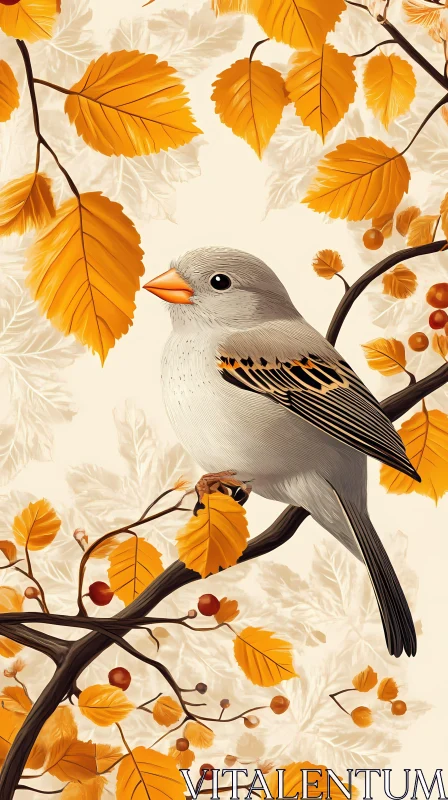 Autumn Perched Bird AI Image