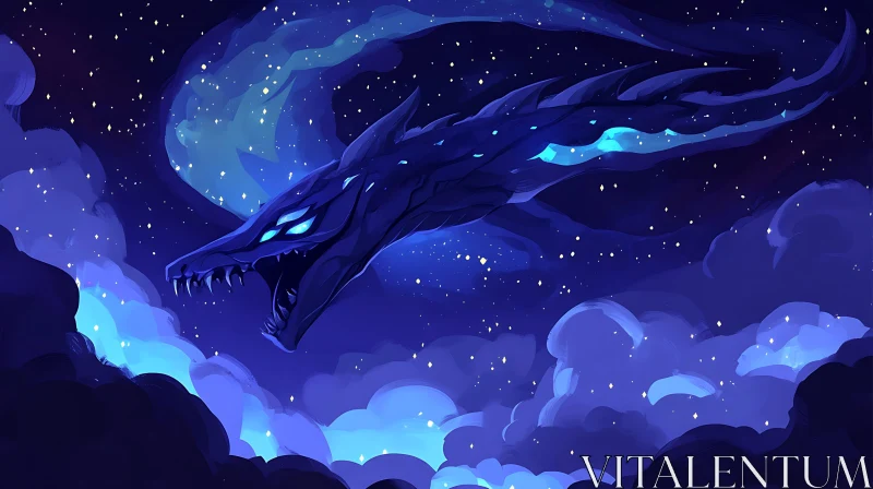 AI ART Night Sky Dragon Art