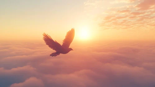 Soaring Bird Sunrise Cloudscape