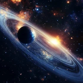 Swirling Galaxy with Lone Planet