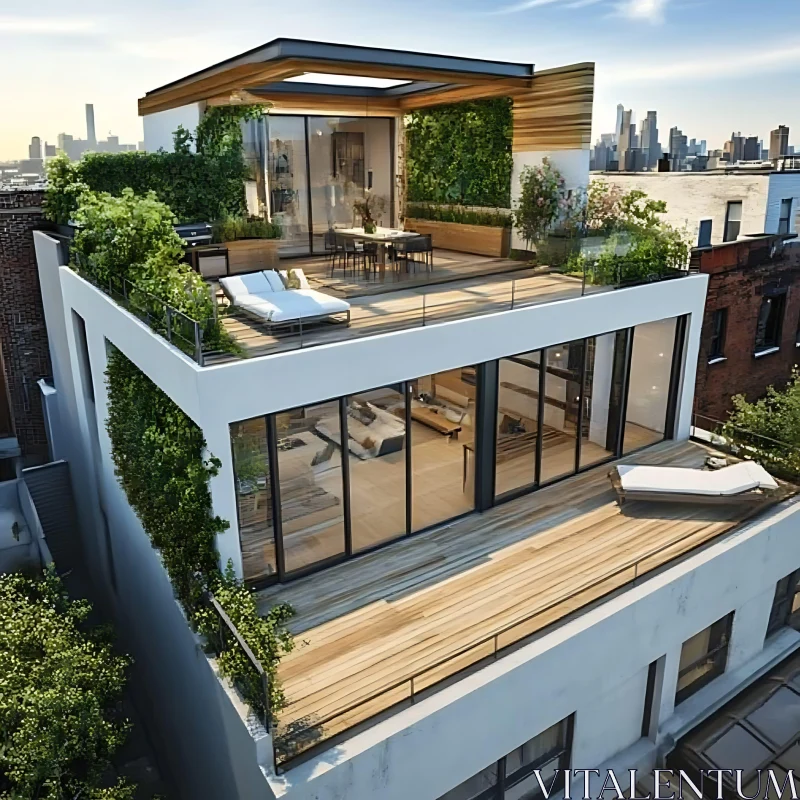 Luxury Rooftop Terrace in Urban Setting AI Image