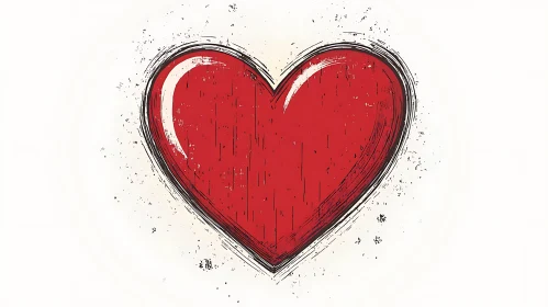 Distressed Red Heart on White Background