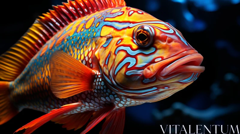 Colorful Fish with Blue Background: A Junglecore Style Illustration AI Image