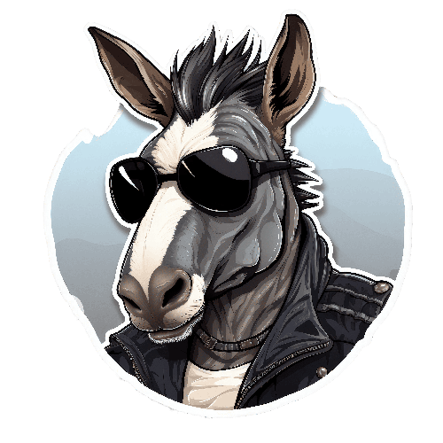 POD Design Cool Cartoon Donkey with Punk Style for T-Shirt Design