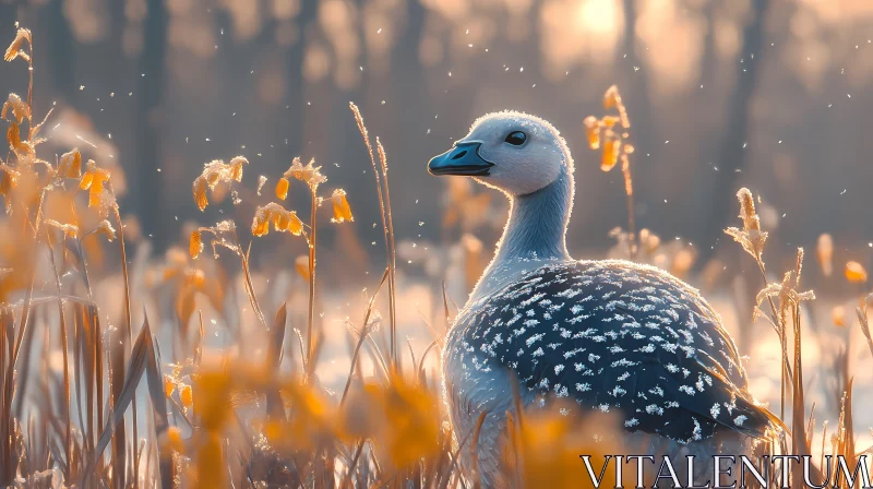 Dawn Bird in Frosty Reeds AI Image