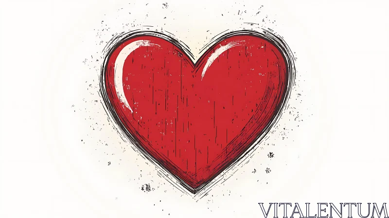 Distressed Red Heart on White Background AI Image