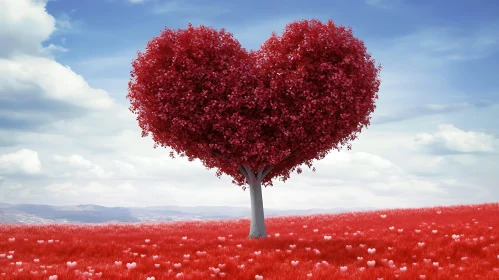 Romantic Heart Shaped Tree Landscape