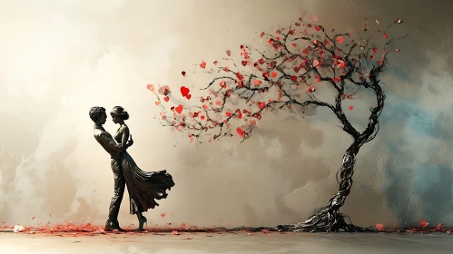 Love Tree Embrace: A Romantic Art Piece