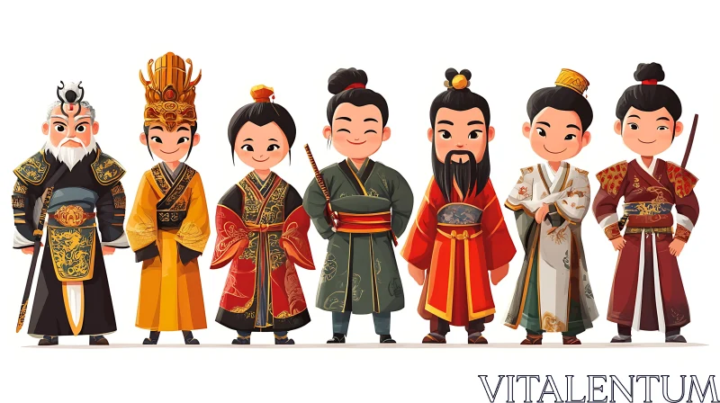 AI ART Whimsical Asian Figures in Cultural Garb