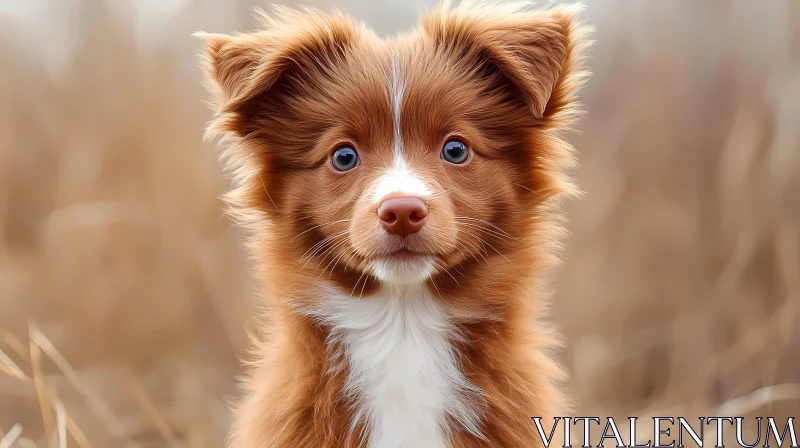 Charming Fluffy Puppy Portrait AI Image