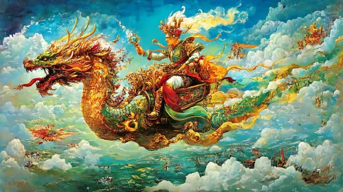 Fantasy Dragon Ride in the Sky Artwork