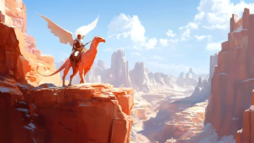 Fantasy Rider in Desert Landscape