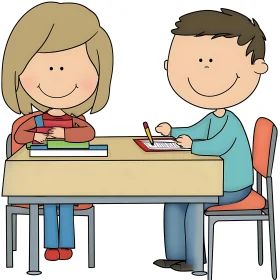 Kids Learning Together Illustration