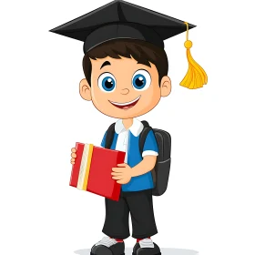 Illustration of Boy Celebrating Graduation