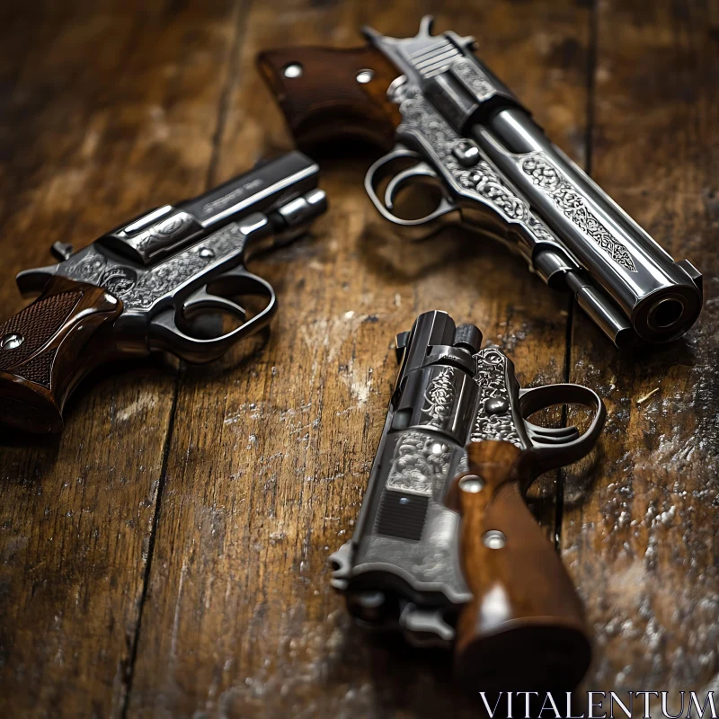 Engraved Firearms Still Life AI Image