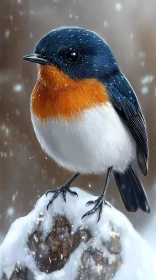 Winter Bird on Snowy Rock