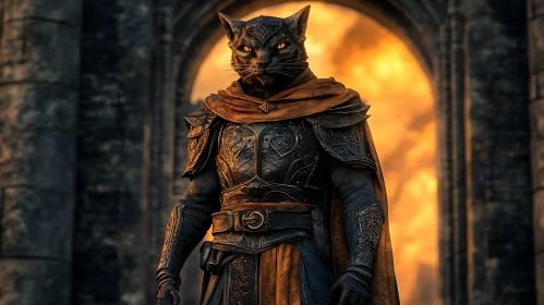 Cat Warrior in Medieval Armor