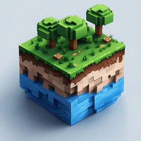 Blocky Earth and Water Isometric Art