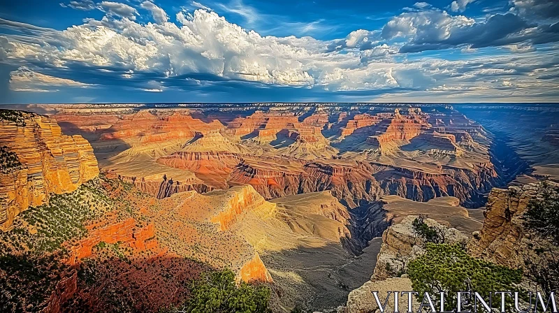 Grand Canyon Landscape with Rock Formations and Clouds AI Image