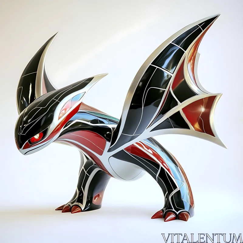 AI ART Stylized Dragon Figurine with Sleek Design