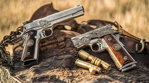 Engraved Pistols with Bullet Casings