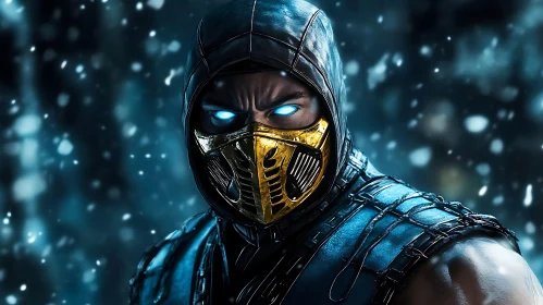 Golden Masked Fighter with Blue Eyes