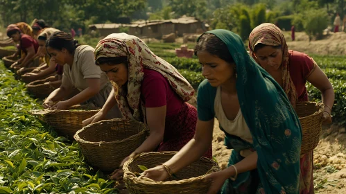 Women Gathering Tea Leaves