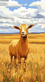 Serene Goat Painting in Nature