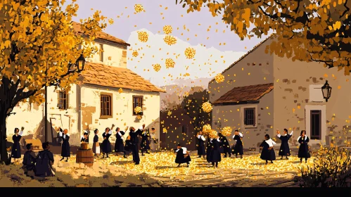 Autumn Celebration in a Village