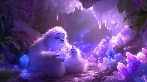 Mystical Yeti with Glowing Crystals