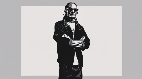 Stylish Monochrome Illustration of Snoop Dogg