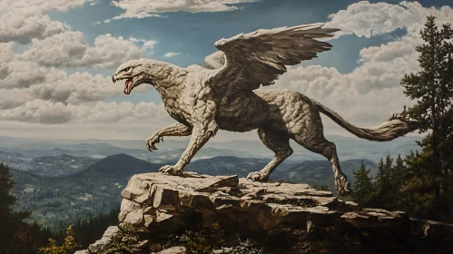 Gryphon on a Cliff Art