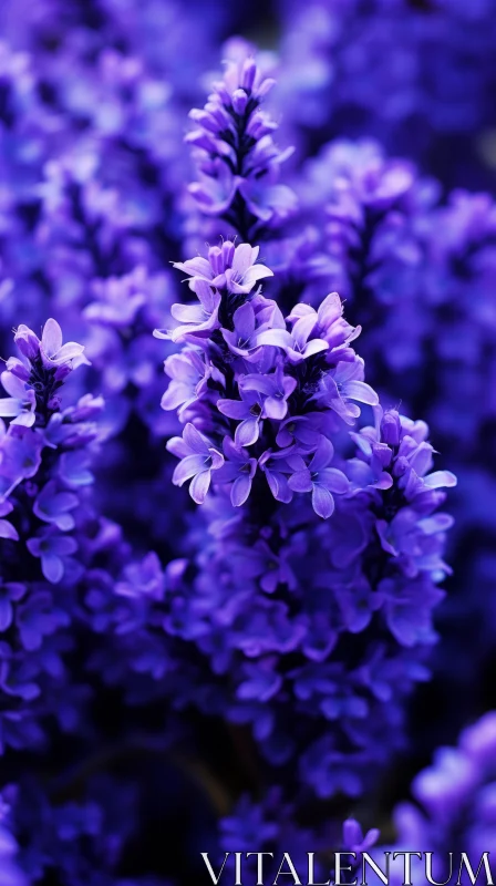 Ethereal View of Purple Flowers in Bloom AI Image