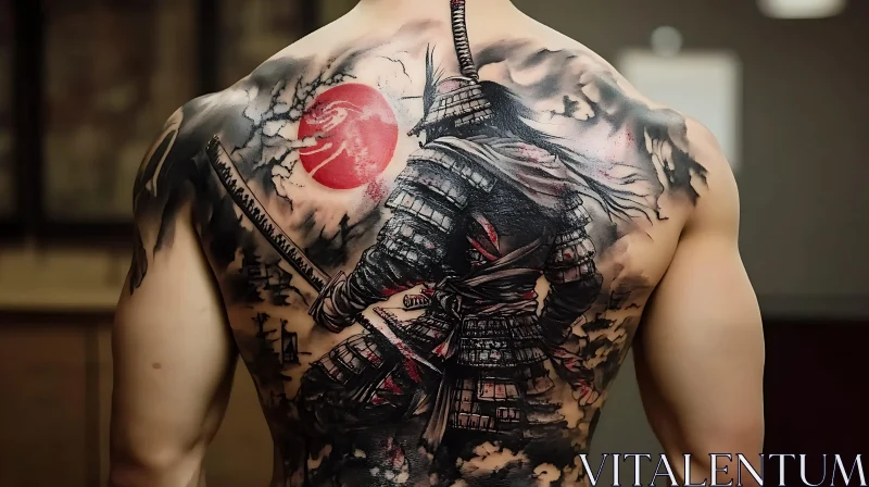 AI ART Back Tattoo: Samurai in Ink