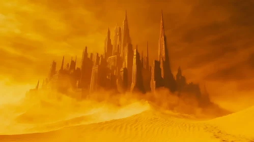 Futuristic City in Sandy Landscape