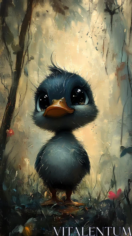 Adorable Bird in Enchanted Woods AI Image