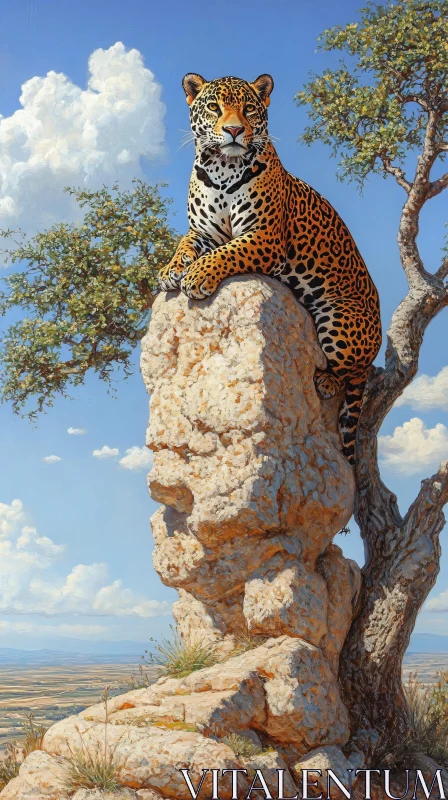 Graceful Jaguar Overlook AI Image