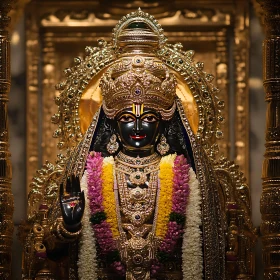 Ornate Deity Statue with Floral Adornments