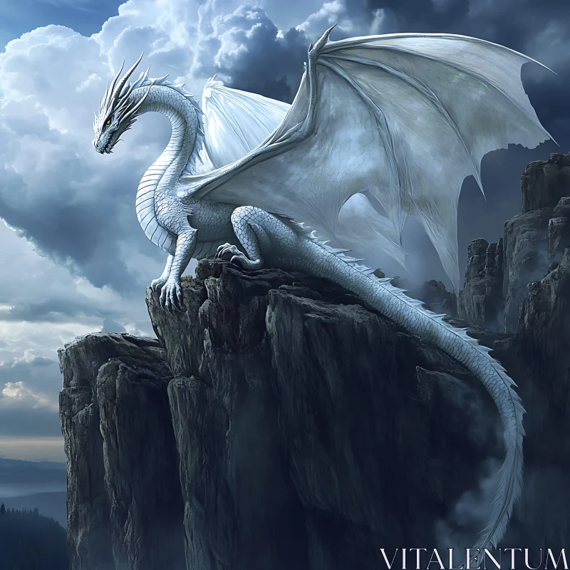 AI ART Dragon Perched High Above the Clouds