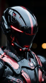 Futuristic Robot with Red LED Lights in Cobra Style