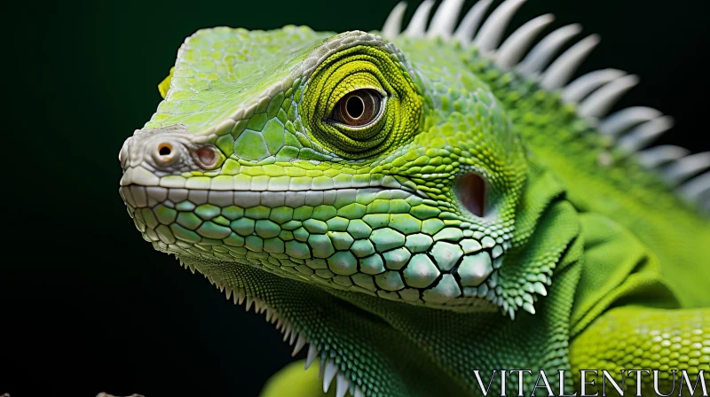 Green Iguana with Bold Chromaticity and Precisionist Lines AI Image