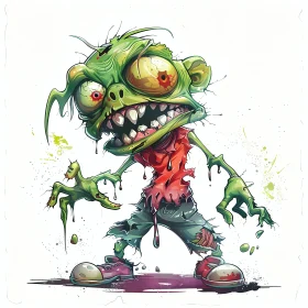 Green Zombie Cartoon Illustration