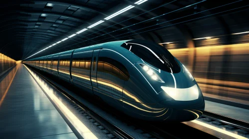 Silver Bullet Train in Tunnel - Urban Energy and Precision