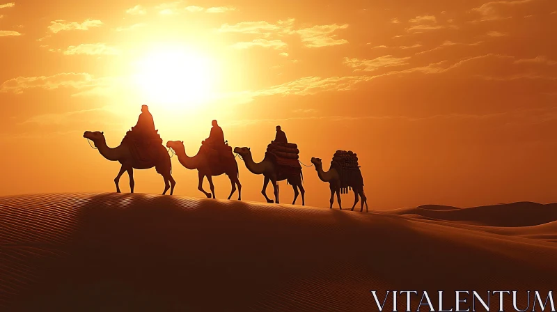 Desert Caravan Silhouette AI Image