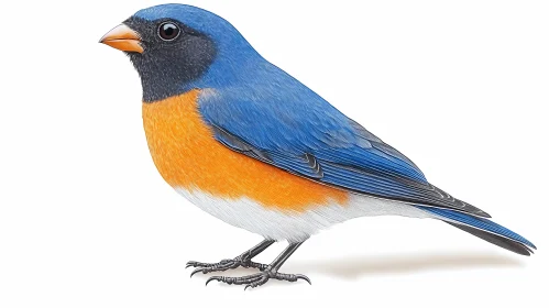 Colorful Bird with Blue and Orange Feathers