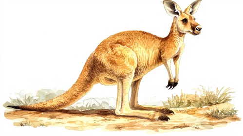 Kangaroo Art in Watercolor